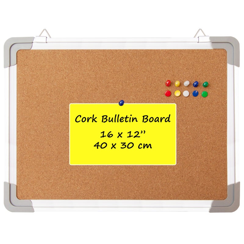 Navy Penguin Cork Board Set for Wall - Bulletin Board Corkboard 16 x 12 in with 10 Thumb Tacks - Small Wall Hanging Pin Board Message Board Tack Board Organizer for Home, Office, Desk and Cubicle (16x12 inch) - Image 1